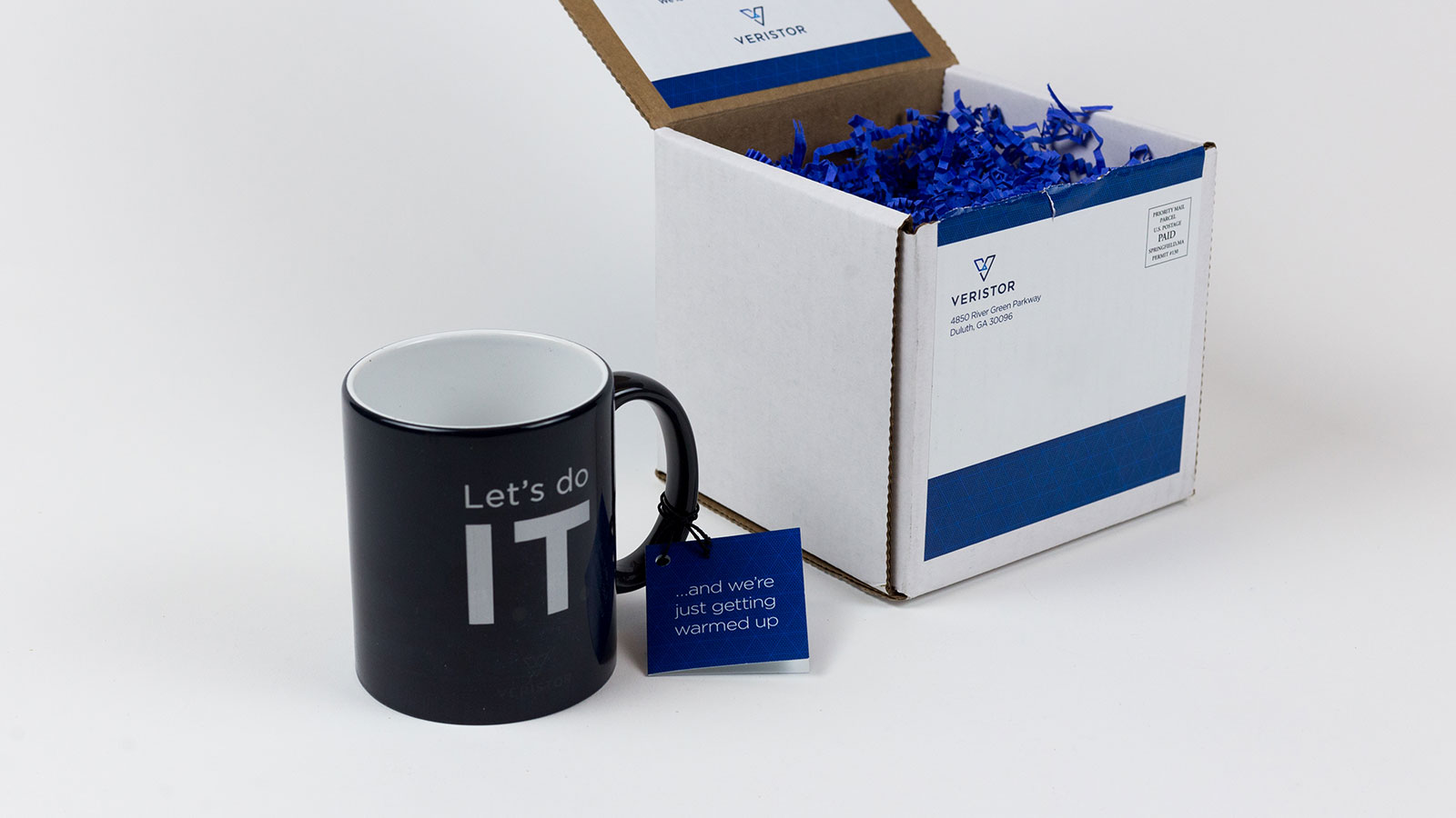 VeriStor Direct Mail Marketing Campaign – Color-Changing Mug Packaging