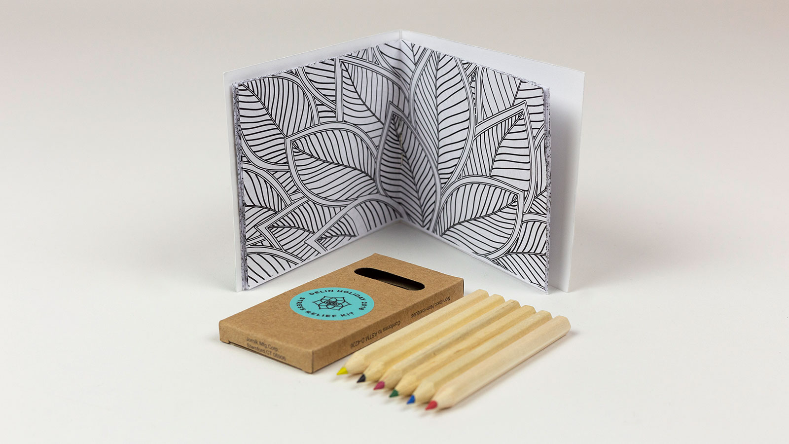 Delin Design Holiday 2018 Stress Kit Direct-Mail Promotion: "Color Me Concerned" Coloring Book + Pencil Set Interior