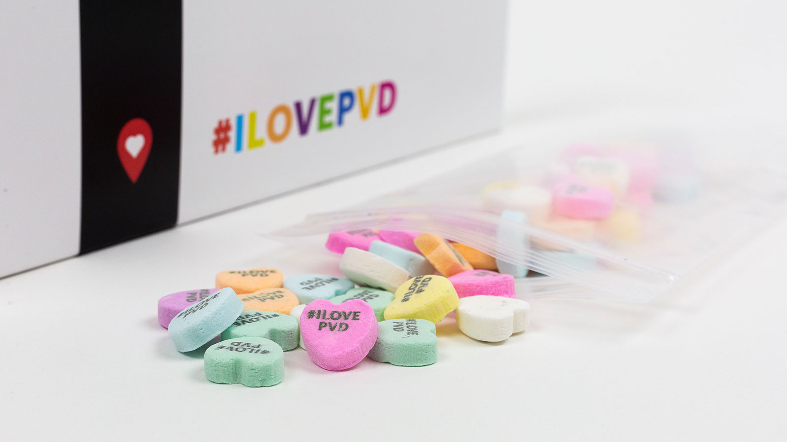 Delin Design Valentine's Day 2019 Providence Direct Mail Promotion: #ILovePVD Candy Hearts Detail