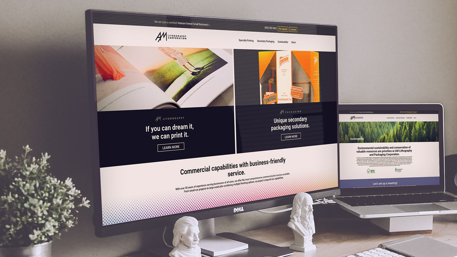 AM Lithography Website Design – Homepage on Different Screen Sizes
